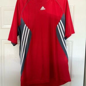 Retro Adidas Red Short Sleeve Performance Tee